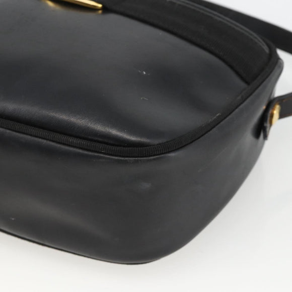 Salvatore Ferragamo Vala Shoulder Bag Leather Black Gold Auth BA11993