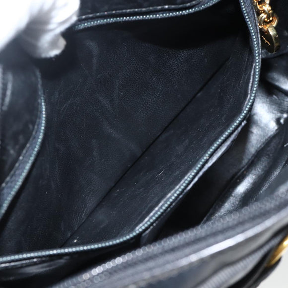 Salvatore Ferragamo Vala Shoulder Bag Leather Black Gold Auth BA11993