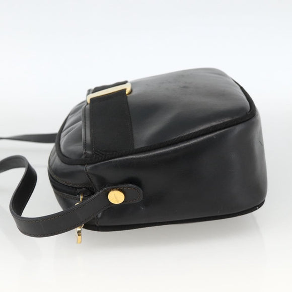 Salvatore Ferragamo Vala Shoulder Bag Leather Black Gold Auth BA11993
