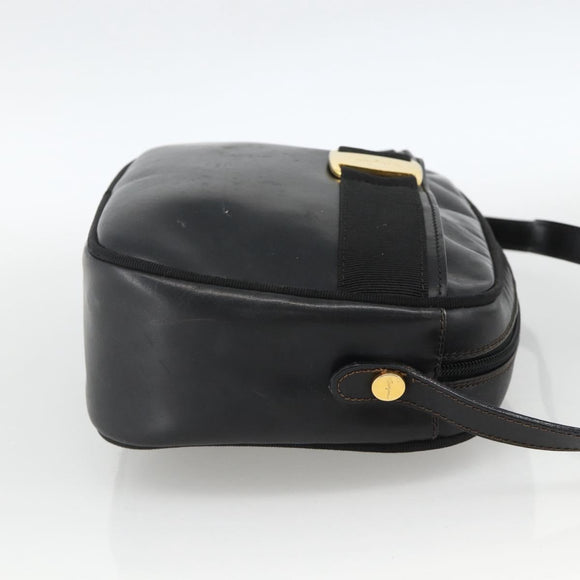 Salvatore Ferragamo Vala Shoulder Bag Leather Black Gold Auth BA11993
