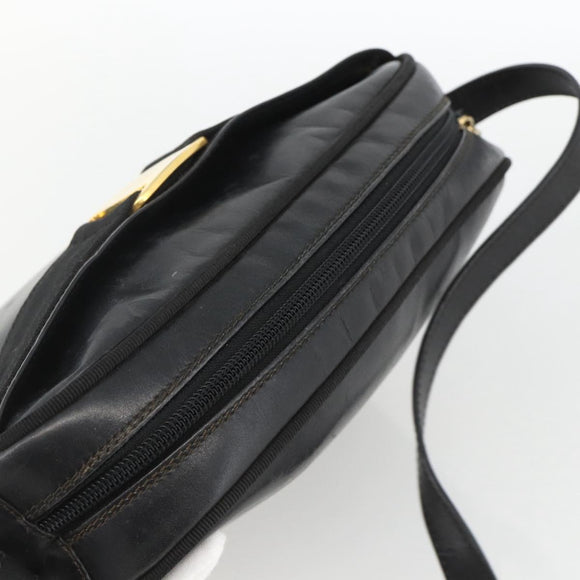 Salvatore Ferragamo Vala Shoulder Bag Leather Black Gold Auth BA11993