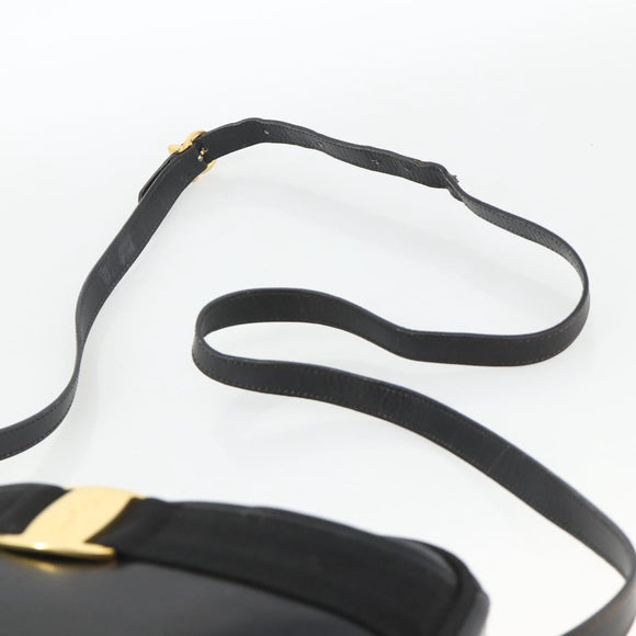 Salvatore Ferragamo Vala Shoulder Bag Leather Black Gold Auth BA11993
