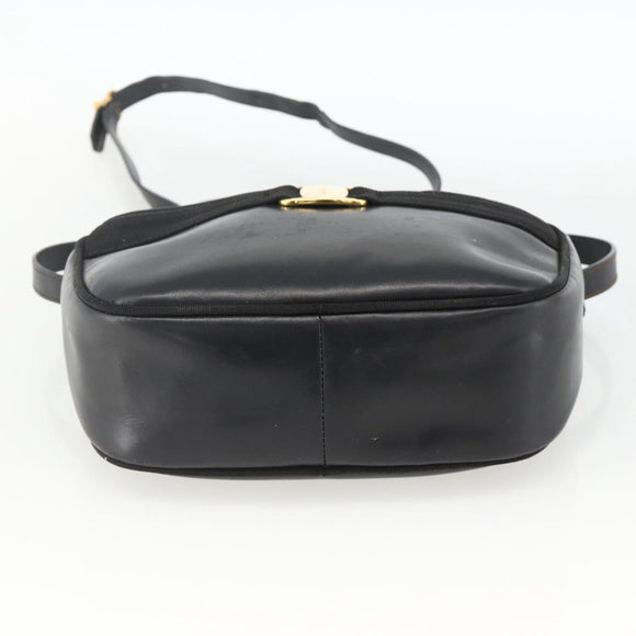 Salvatore Ferragamo Vala Shoulder Bag Leather Black Gold Auth BA11993
