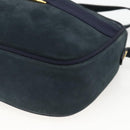 Salvatore Ferragamo Vala Shoulder Bag Suede Navy Gold Auth BA11994-9