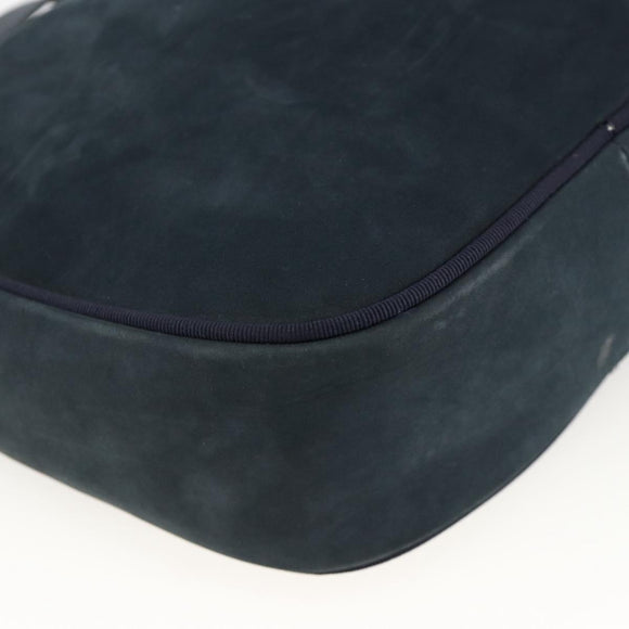 Salvatore Ferragamo Vala Shoulder Bag Suede Navy Gold Auth BA11994