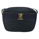 Salvatore Ferragamo Vala Shoulder Bag Suede Navy Gold Auth BA11994-13