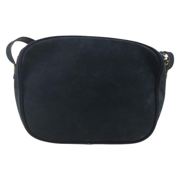 Salvatore Ferragamo Vala Shoulder Bag Suede Navy Gold Auth BA11994