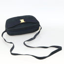 Salvatore Ferragamo Vala Shoulder Bag Suede Navy Gold Auth BA11994-7