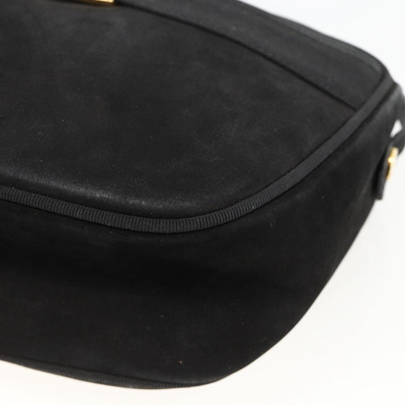 Salvatore Ferragamo Vala Shoulder Bag Suede Black Gold Auth BA11995