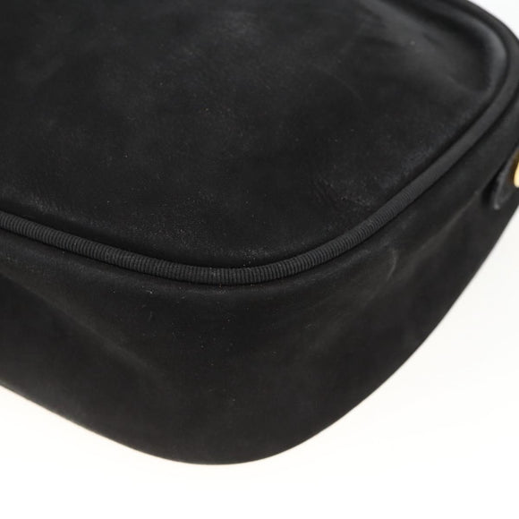 Salvatore Ferragamo Vala Shoulder Bag Suede Black Gold Auth BA11995