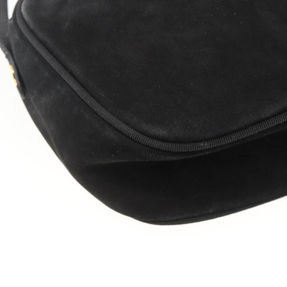 Salvatore Ferragamo Vala Shoulder Bag Suede Black Gold Auth BA11995