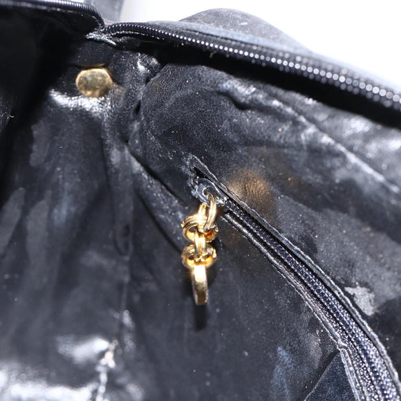 Salvatore Ferragamo Vala Shoulder Bag Suede Black Gold Auth BA11995