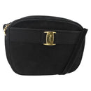 Salvatore Ferragamo Vala Shoulder Bag Suede Black Gold Auth BA11995-1