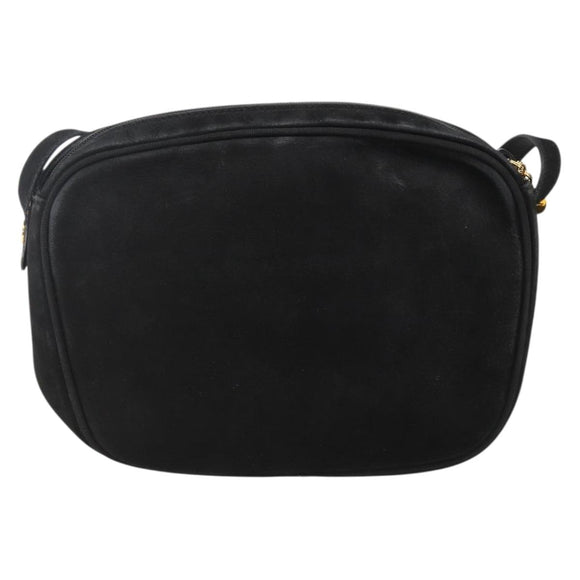Salvatore Ferragamo Vala Shoulder Bag Suede Black Gold Auth BA11995