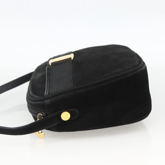 Salvatore Ferragamo Vala Shoulder Bag Suede Black Gold Auth BA11995
