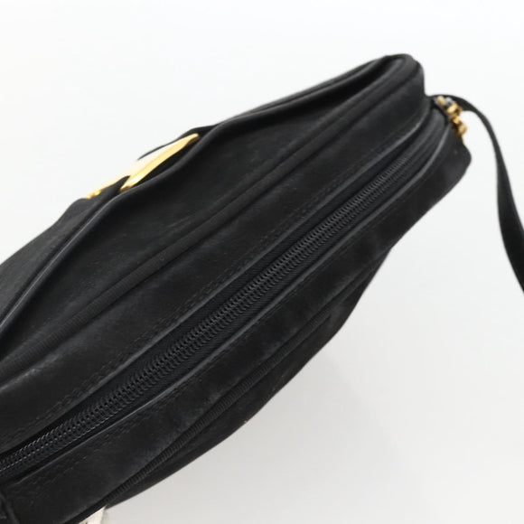 Salvatore Ferragamo Vala Shoulder Bag Suede Black Gold Auth BA11995