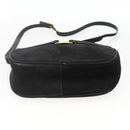 Salvatore Ferragamo Vala Shoulder Bag Suede Black Gold Auth BA11995-5