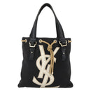 SAINT LAURENT Kahala Tote Bag Canvas Black Gold 123435 Auth BA11999A-2