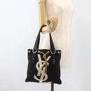 SAINT LAURENT Kahala Tote Bag Canvas Black Gold 123435 Auth BA11999A-21
