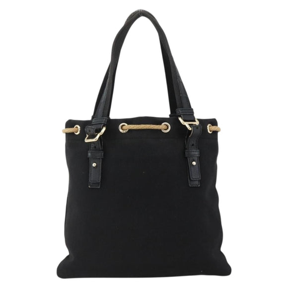 SAINT LAURENT Kahala Tote Bag Canvas Black Gold 123435 Auth BA11999A