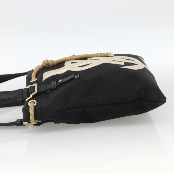 SAINT LAURENT Kahala Tote Bag Canvas Black Gold 123435 Auth BA11999A