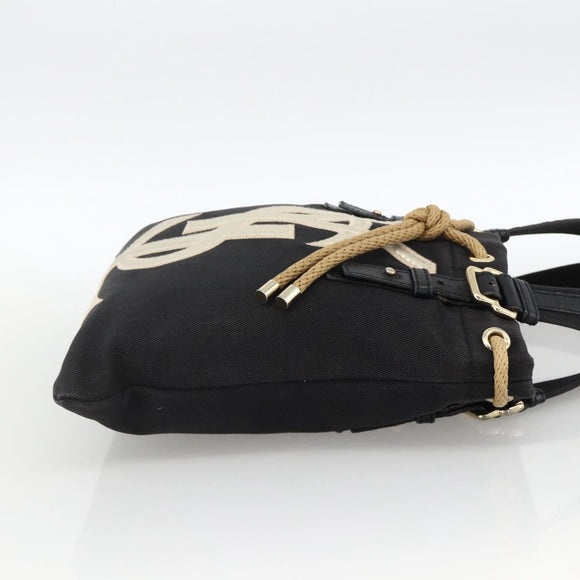 SAINT LAURENT Kahala Tote Bag Canvas Black Gold 123435 Auth BA11999A