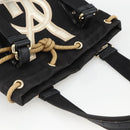 SAINT LAURENT Kahala Tote Bag Canvas Black Gold 123435 Auth BA11999A-6