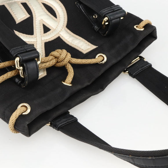 SAINT LAURENT Kahala Tote Bag Canvas Black Gold 123435 Auth BA11999A