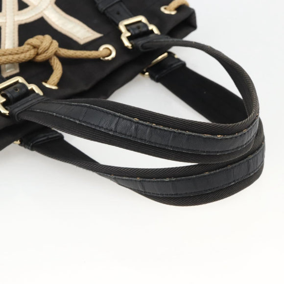 SAINT LAURENT Kahala Tote Bag Canvas Black Gold 123435 Auth BA11999A