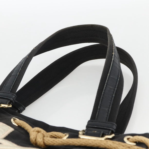 SAINT LAURENT Kahala Tote Bag Canvas Black Gold 123435 Auth BA11999A