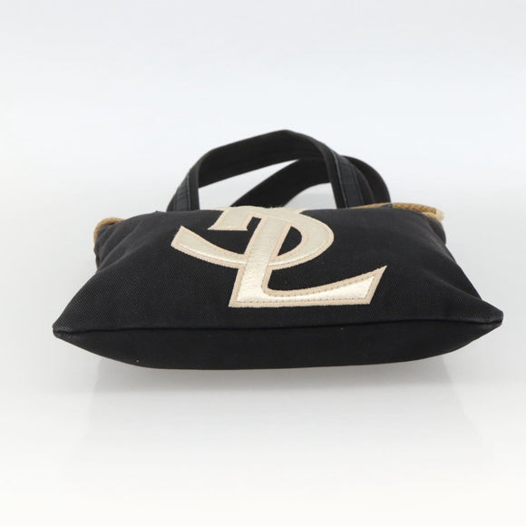 SAINT LAURENT Kahala Tote Bag Canvas Black Gold 123435 Auth BA11999A