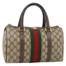 GUCCI GG Supreme Web Sherry Line Bag PVC Beige Gold 98 02 006 Auth BA12009-1