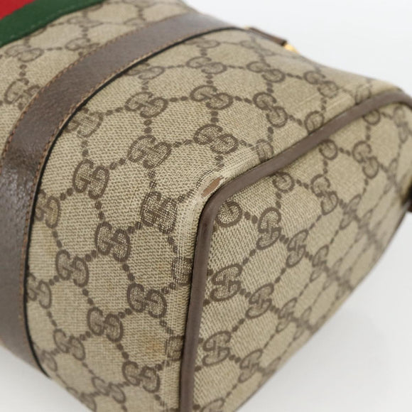 GUCCI GG Supreme Web Sherry Line Bag PVC Beige Gold 98 02 006 Auth BA12009