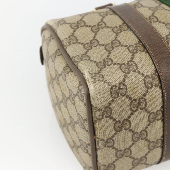GUCCI GG Supreme Web Sherry Line Bag PVC Beige Gold 98 02 006 Auth BA12009