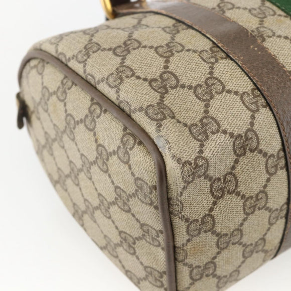 GUCCI GG Supreme Web Sherry Line Bag PVC Beige Gold 98 02 006 Auth BA12009