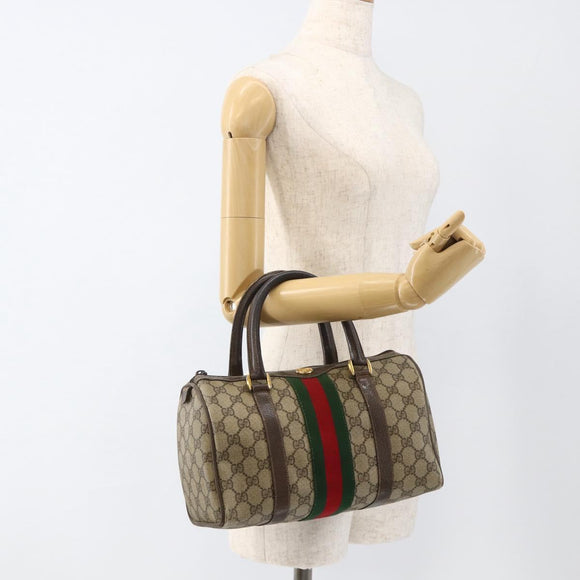 GUCCI GG Supreme Web Sherry Line Bag PVC Beige Gold 98 02 006 Auth BA12009