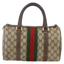 GUCCI GG Supreme Web Sherry Line Bag PVC Beige Gold 98 02 006 Auth BA12009-3