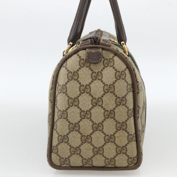 GUCCI GG Supreme Web Sherry Line Bag PVC Beige Gold 98 02 006 Auth BA12009