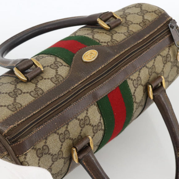 GUCCI GG Supreme Web Sherry Line Bag PVC Beige Gold 98 02 006 Auth BA12009