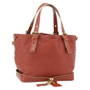 Chloe Ellen Hand Bag Leather Red Gold Auth BA12010A-1