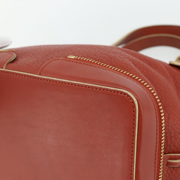 Chloe Ellen Hand Bag Leather Red Gold Auth BA12010A
