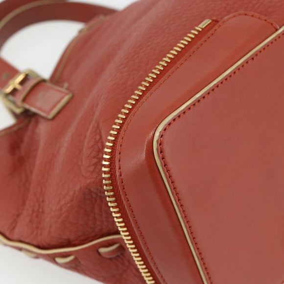 Chloe Ellen Hand Bag Leather Red Gold Auth BA12010A