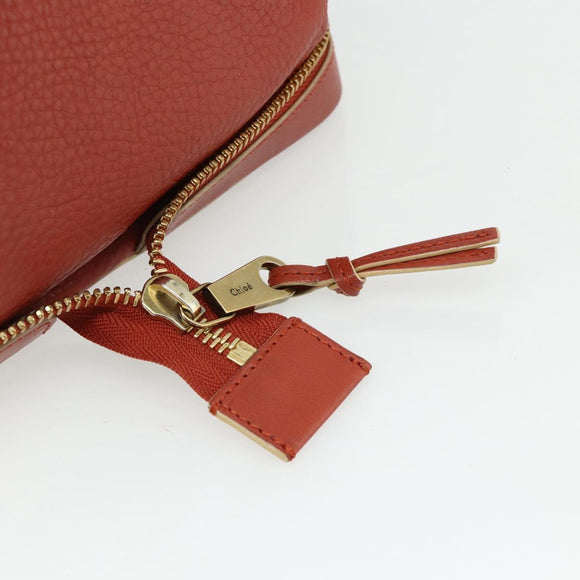 Chloe Ellen Hand Bag Leather Red Gold Auth BA12010A