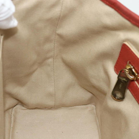 Chloe Ellen Hand Bag Leather Red Gold Auth BA12010A