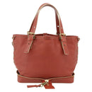 Chloe Ellen Hand Bag Leather Red Gold Auth BA12010A-13