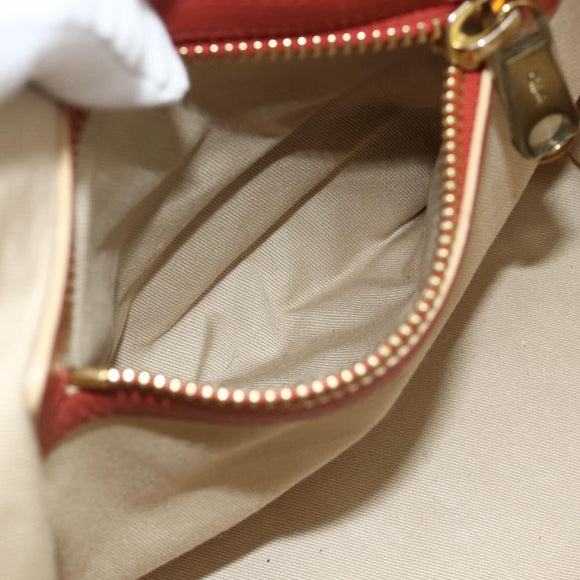 Chloe Ellen Hand Bag Leather Red Gold Auth BA12010A