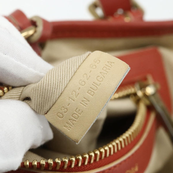 Chloe Ellen Hand Bag Leather Red Gold Auth BA12010A