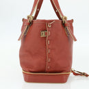 Chloe Ellen Hand Bag Leather Red Gold Auth BA12010A-3