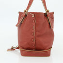 Chloe Ellen Hand Bag Leather Red Gold Auth BA12010A-4