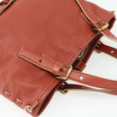 Chloe Ellen Hand Bag Leather Red Gold Auth BA12010A-6